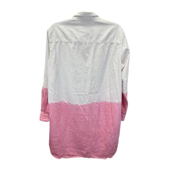 Frank & Eileen Mary Pink Dip Dye Ombre Shirtdress M 100% Cotton Italy - Picture 5 of 13